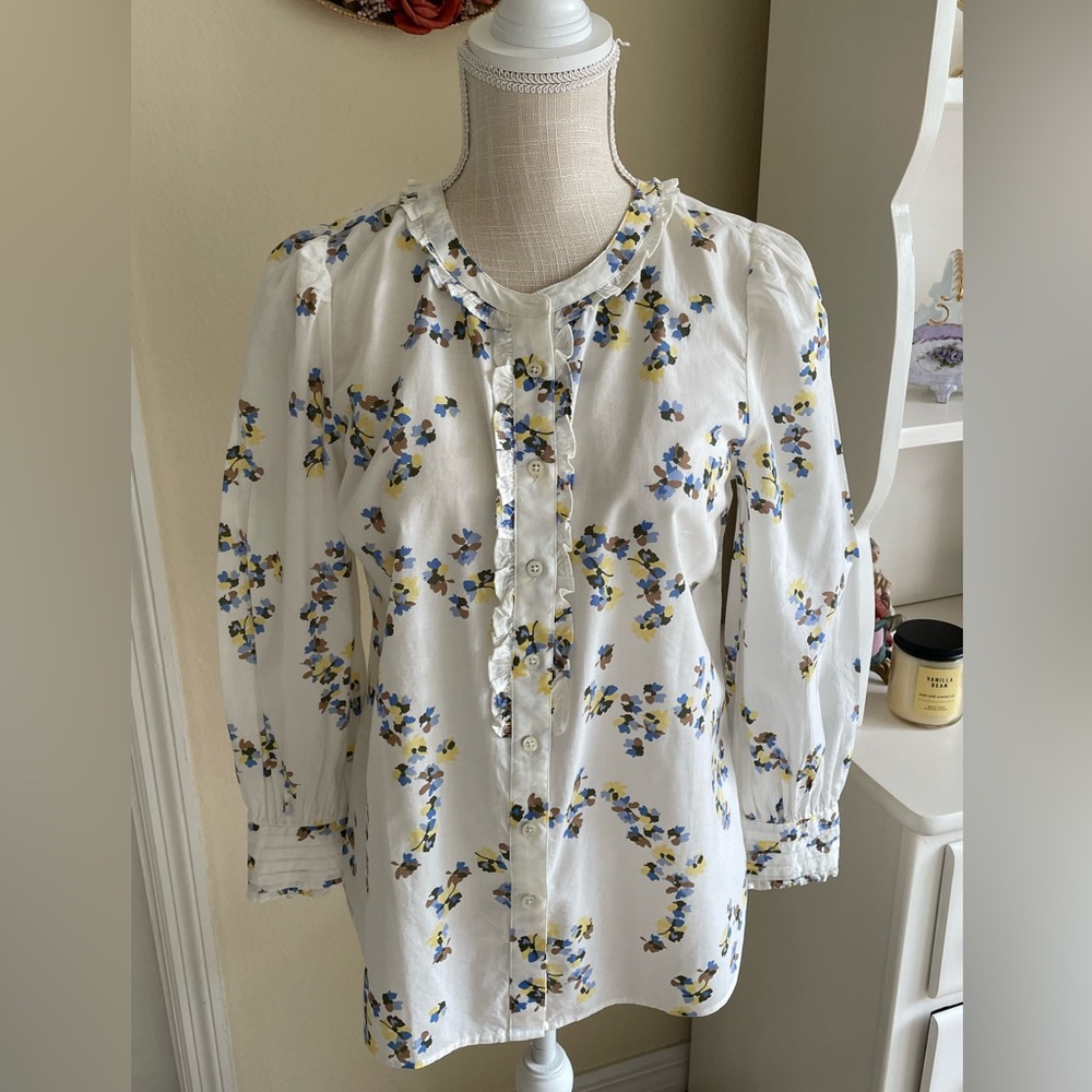 🌟HP🌟Talbots White Floral Shirt - Picture 2 of 5